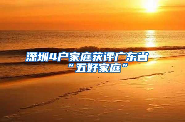 深圳4户家庭获评广东省“五好家庭”