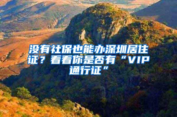 没有社保也能办深圳居住证？看看你是否有“VIP通行证”