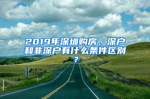 2019年深圳购房，深户和非深户有什么条件区别？