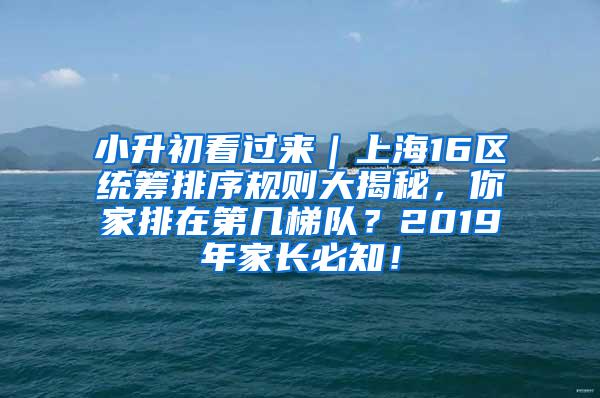 小升初看过来｜上海16区统筹排序规则大揭秘，你家排在第几梯队？2019年家长必知！