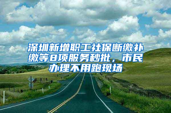 深圳新增职工社保断缴补缴等8项服务秒批，市民办理不用跑现场