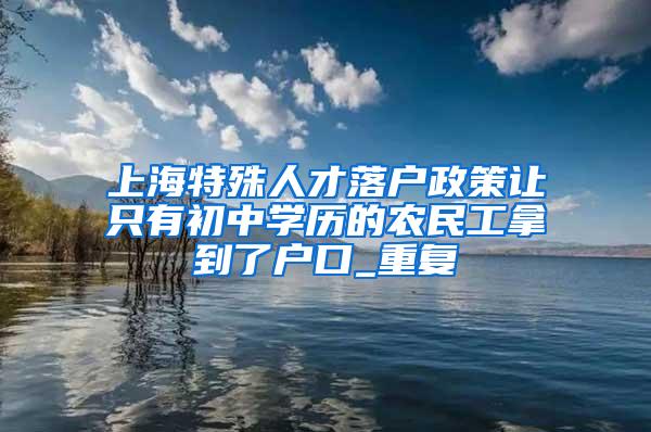 上海特殊人才落户政策让只有初中学历的农民工拿到了户口_重复