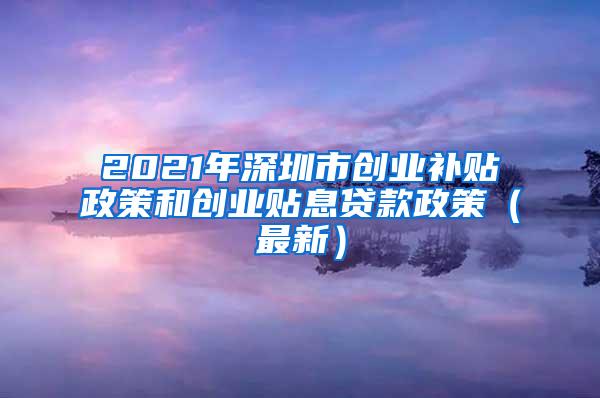 2021年深圳市创业补贴政策和创业贴息贷款政策（最新）