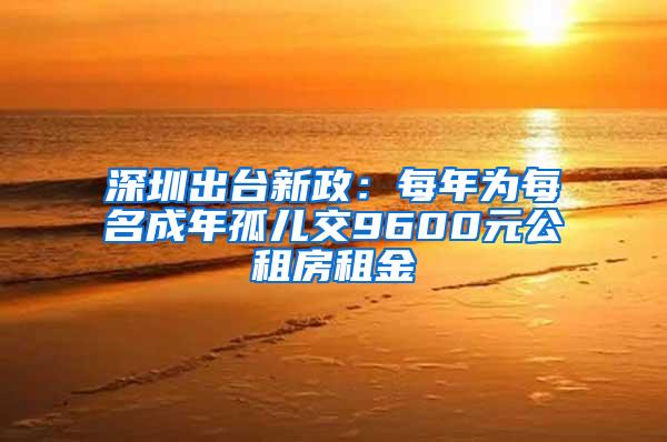 深圳出台新政：每年为每名成年孤儿交9600元公租房租金