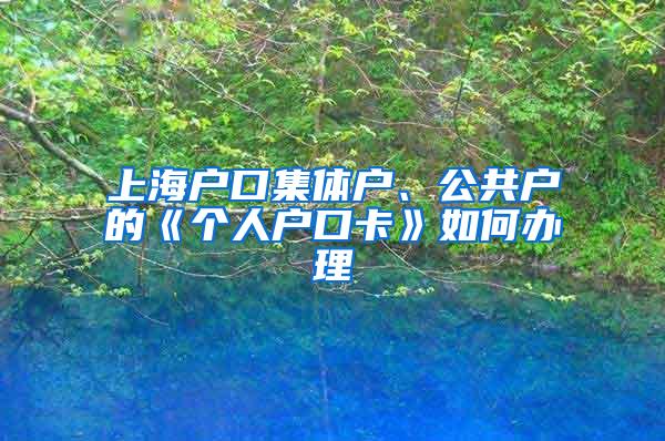 上海户口集体户、公共户的《个人户口卡》如何办理