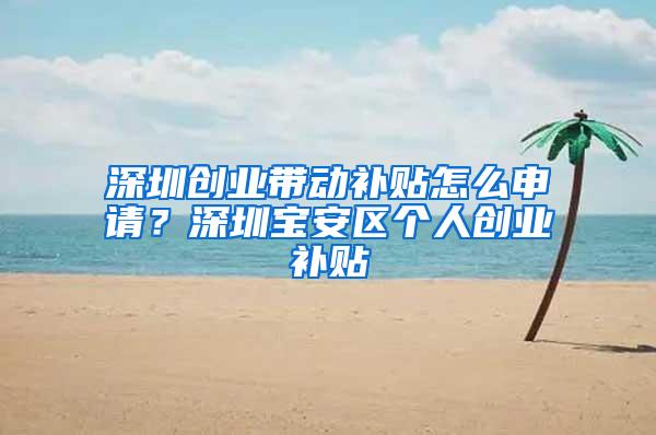 深圳创业带动补贴怎么申请？深圳宝安区个人创业补贴