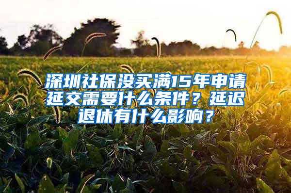 深圳社保没买满15年申请延交需要什么条件？延迟退休有什么影响？