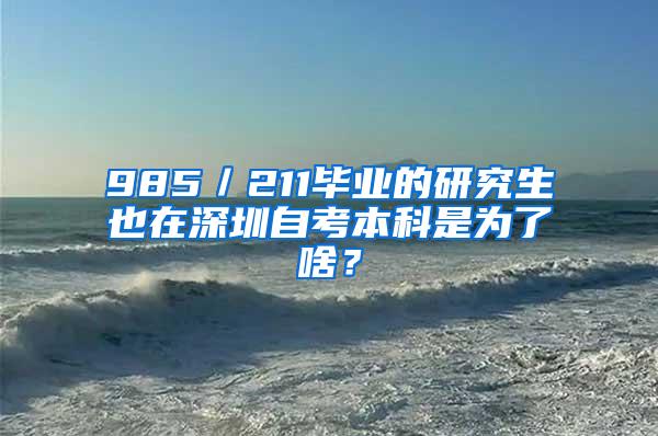 985／211毕业的研究生也在深圳自考本科是为了啥？