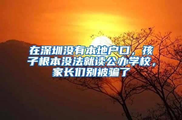 在深圳没有本地户口，孩子根本没法就读公办学校，家长们别被骗了