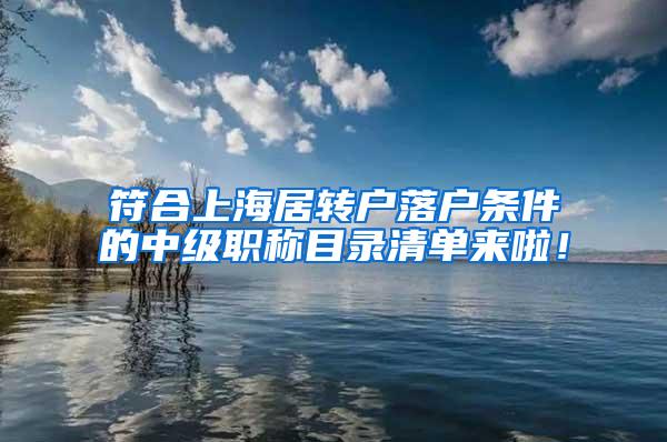 符合上海居转户落户条件的中级职称目录清单来啦！