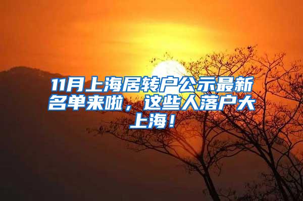 11月上海居转户公示最新名单来啦，这些人落户大上海！