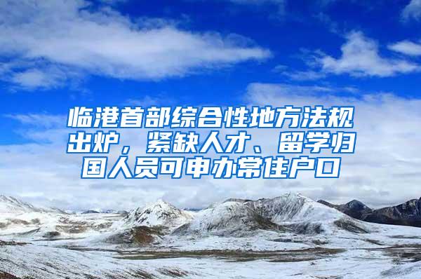 临港首部综合性地方法规出炉，紧缺人才、留学归国人员可申办常住户口