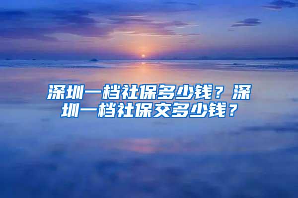 深圳一档社保多少钱？深圳一档社保交多少钱？