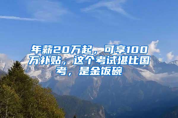 年薪20万起，可享100万补贴，这个考试堪比国考，是金饭碗