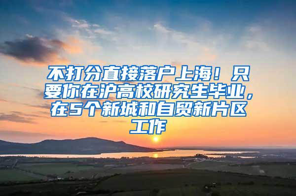 不打分直接落户上海！只要你在沪高校研究生毕业，在5个新城和自贸新片区工作