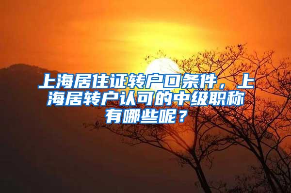 上海居住证转户口条件，上海居转户认可的中级职称有哪些呢？