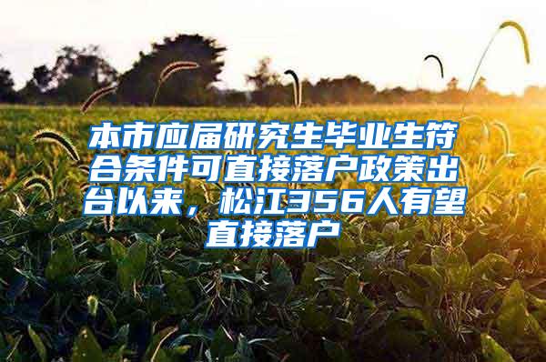 本市应届研究生毕业生符合条件可直接落户政策出台以来，松江356人有望直接落户