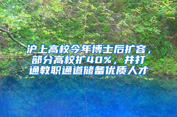 沪上高校今年博士后扩容，部分高校扩40%，并打通教职通道储备优质人才