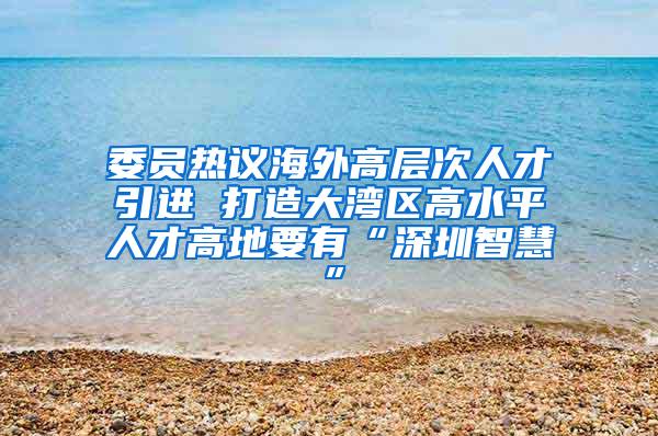 委员热议海外高层次人才引进 打造大湾区高水平人才高地要有“深圳智慧”