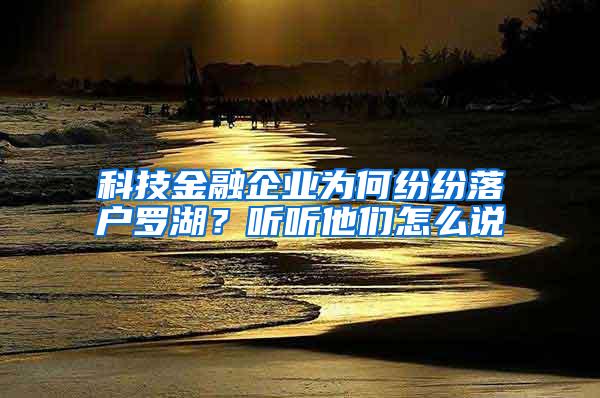 科技金融企业为何纷纷落户罗湖？听听他们怎么说