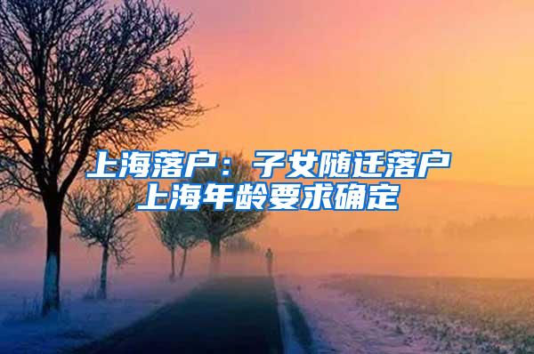 上海落户：子女随迁落户上海年龄要求确定