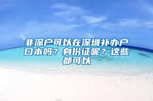 非深户可以在深圳补办户口本吗？身份证呢？这些都可以