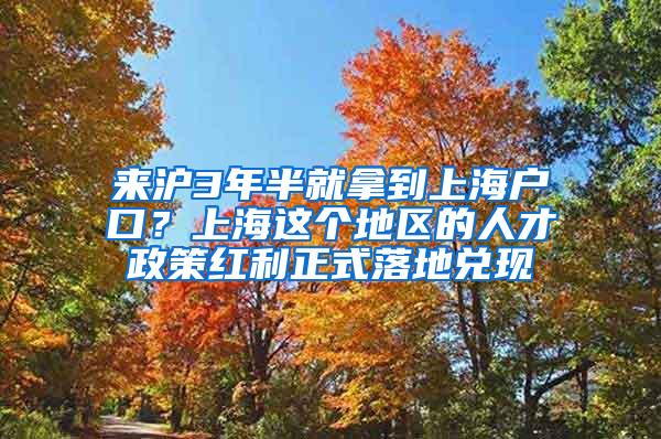 来沪3年半就拿到上海户口？上海这个地区的人才政策红利正式落地兑现