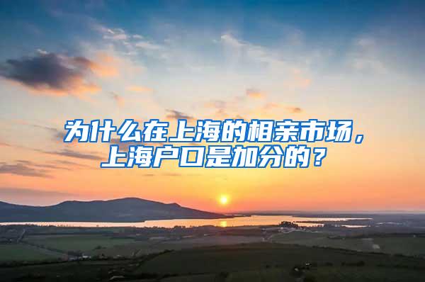 为什么在上海的相亲市场，上海户口是加分的？