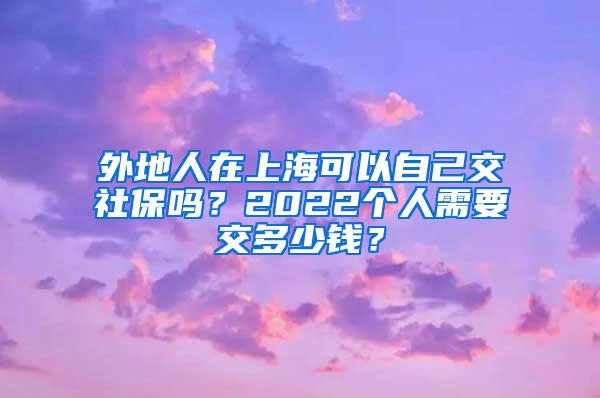 外地人在上海可以自己交社保吗？2022个人需要交多少钱？