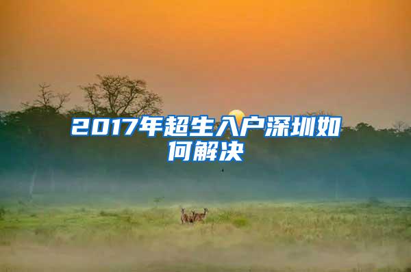 2017年超生入户深圳如何解决