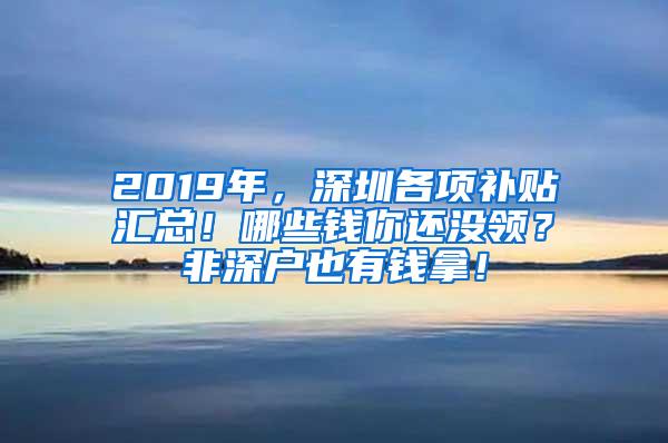 2019年，深圳各项补贴汇总！哪些钱你还没领？非深户也有钱拿！