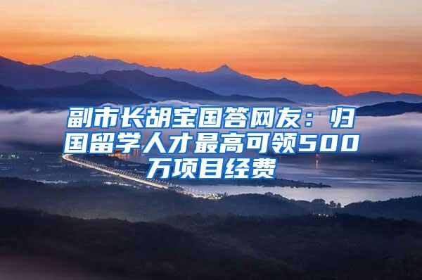 副市长胡宝国答网友：归国留学人才最高可领500万项目经费