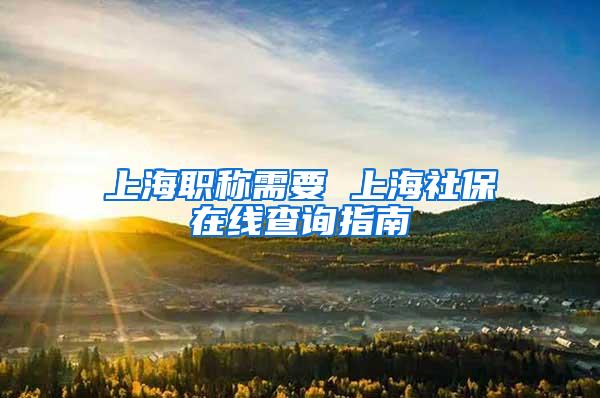 上海职称需要 上海社保在线查询指南