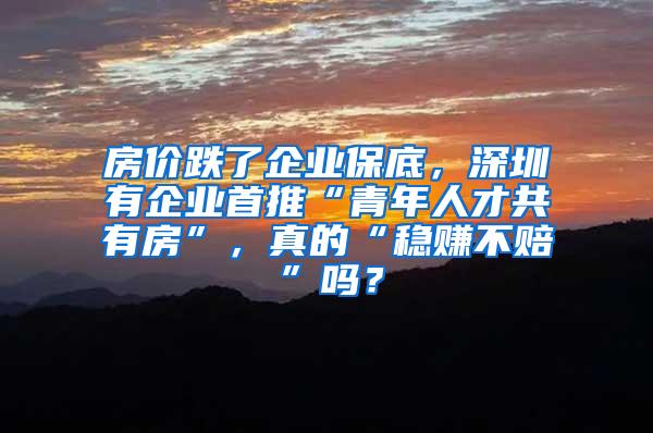 房价跌了企业保底，深圳有企业首推“青年人才共有房”，真的“稳赚不赔”吗？