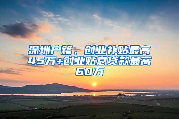 深圳户籍，创业补贴最高45万+创业贴息贷款最高60万