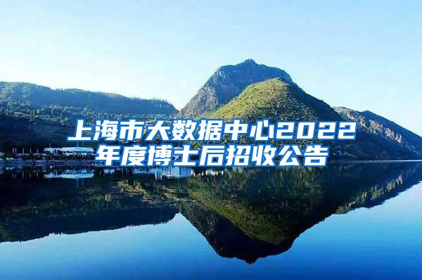 上海市大数据中心2022年度博士后招收公告