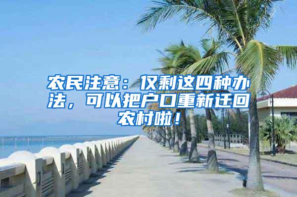 农民注意：仅剩这四种办法，可以把户口重新迁回农村啦！