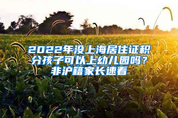 2022年没上海居住证积分孩子可以上幼儿园吗？非沪籍家长速看
