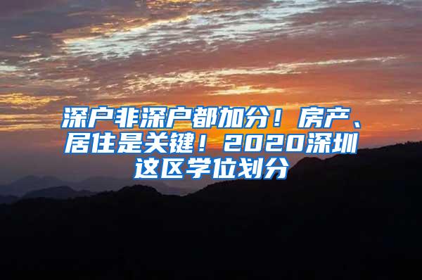 深户非深户都加分！房产、居住是关键！2020深圳这区学位划分