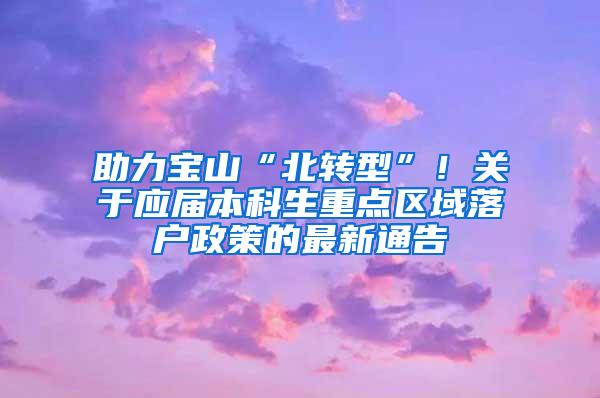 助力宝山“北转型”！关于应届本科生重点区域落户政策的最新通告