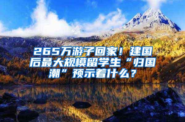 265万游子回家！建国后最大规模留学生“归国潮”预示着什么？