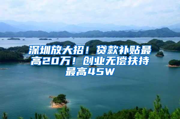 深圳放大招！贷款补贴最高20万！创业无偿扶持最高45W