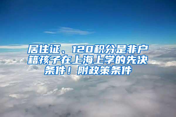 居住证、120积分是非户籍孩子在上海上学的先决条件！附政策条件