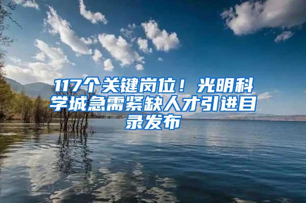 117个关键岗位！光明科学城急需紧缺人才引进目录发布