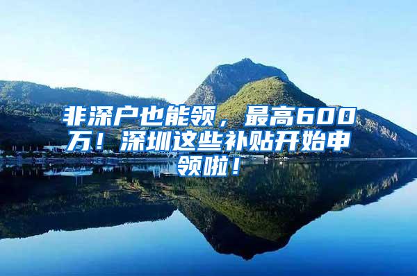 非深户也能领，最高600万！深圳这些补贴开始申领啦！