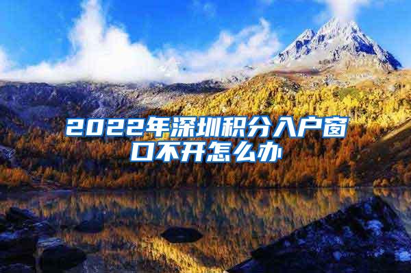 2022年深圳积分入户窗口不开怎么办