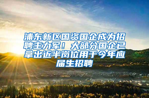 浦东新区国资国企成为招聘主力军！大部分国企已拿出近半岗位用于今年应届生招聘