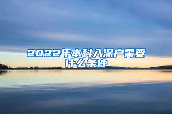 2022年本科入深户需要什么条件