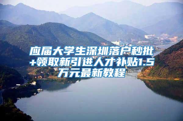 应届大学生深圳落户秒批+领取新引进人才补贴1.5万元最新教程