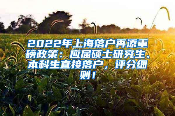 2022年上海落户再添重磅政策：应届硕士研究生、本科生直接落户，评分细则！